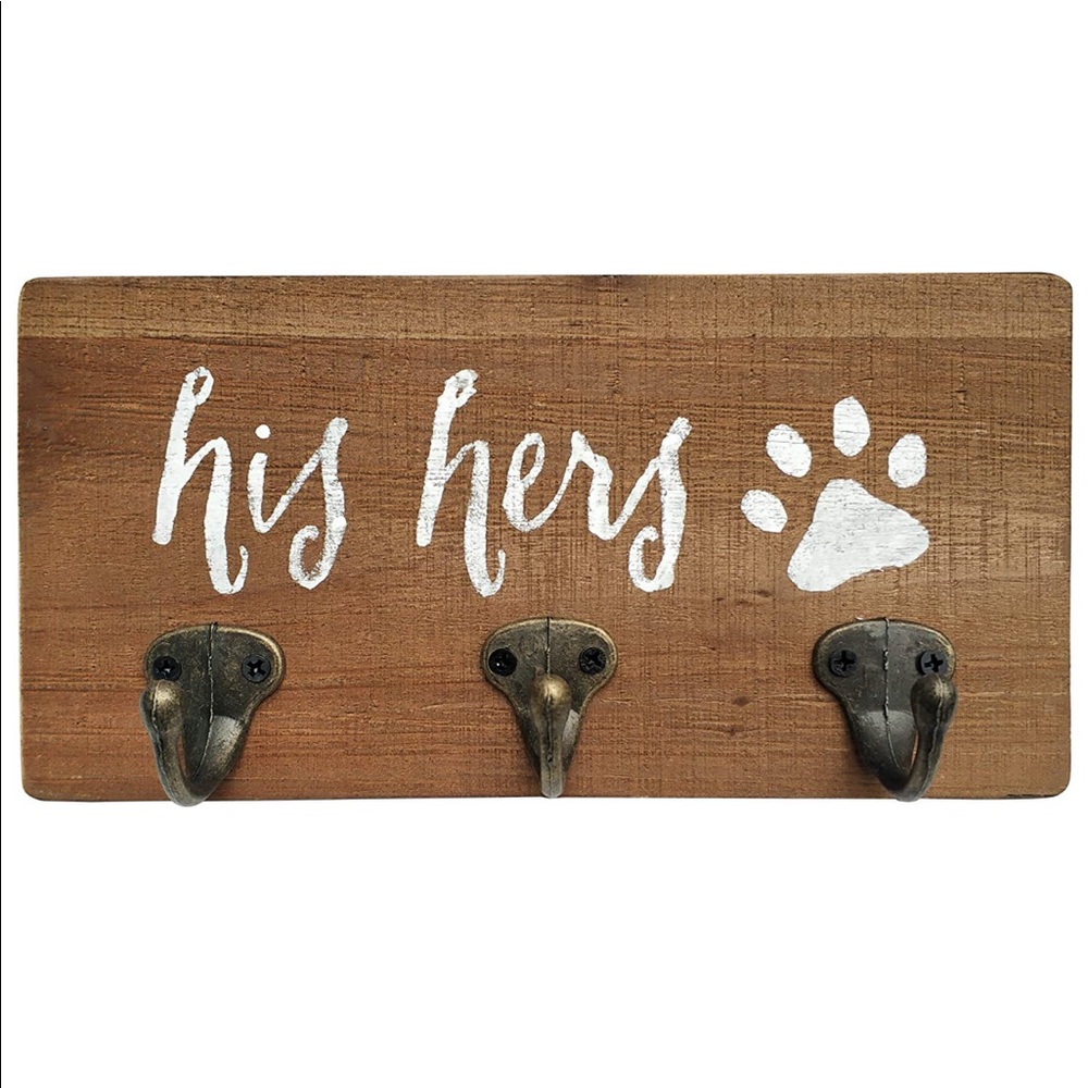 His Her Pup Wall Mounted Key Hanger Leash Holder